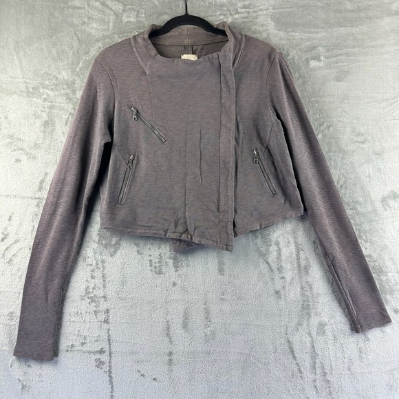 Madewell Jackets & Blazers - Madewell Hi-Line Moto Jacket Women's L Gray Crop 100% Cotton